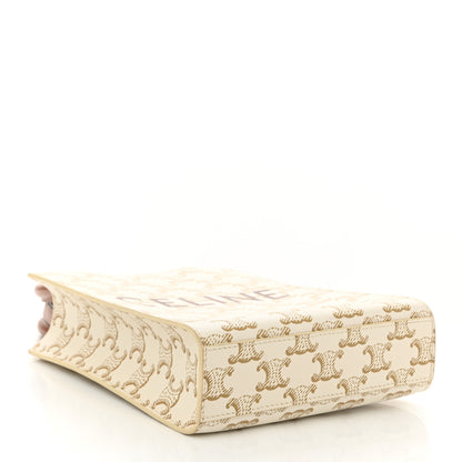 Celine Triomphe Canvas Calfskin Mini Vertical Cabas White 4 of 8