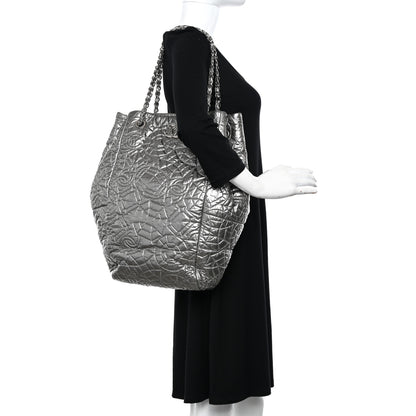 Chanel Vinyl Graphic Edge Tote Silver 2 of 11