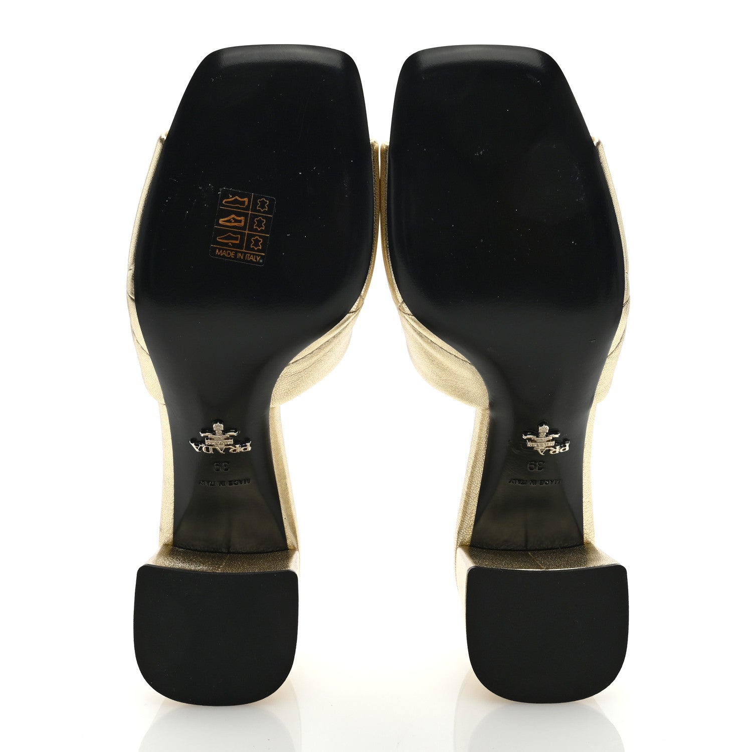 Prada Nappa Logo Quilted 65mm Block Heel Slide Sandals 39 Gold 5 of 7
