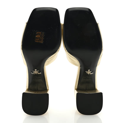 Prada Nappa Logo Quilted 65mm Block Heel Slide Sandals 39 Gold 5 of 7