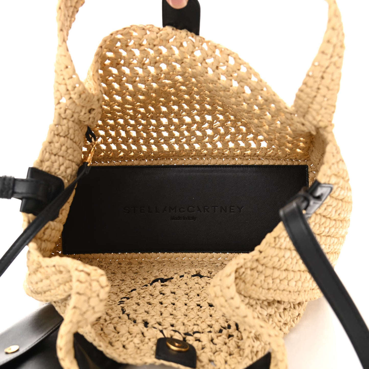 Braided Raffia Eco Alter Napa Perforated Logo Crossbody Bag Natural