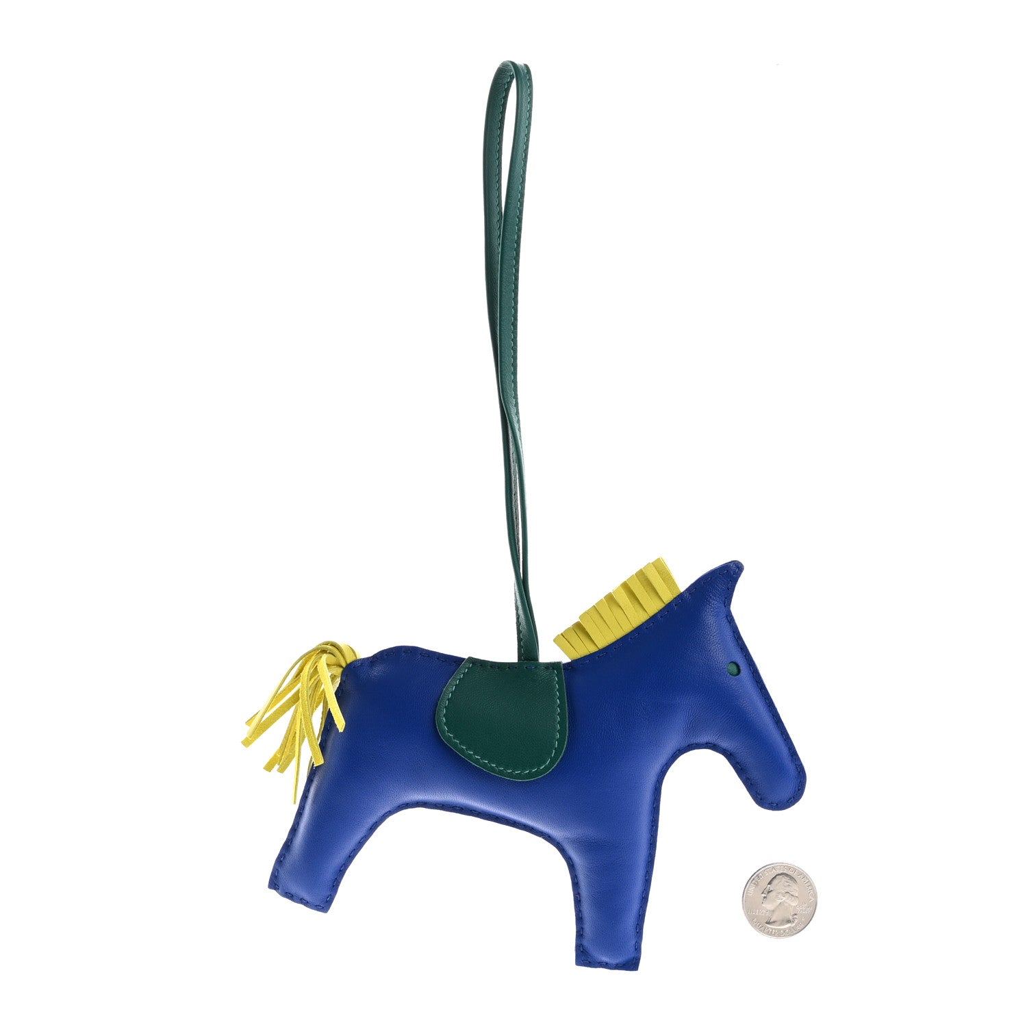 Hermes Milo Lambskin Grigri Rodeo Horse Bag Charm GM Bleu Electrique Malachite Lime 2 of 7