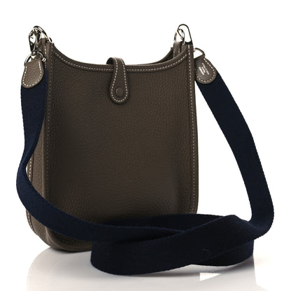 Hermes Taurillon Clemence Amazone Evelyne TPM Etoupe Bleu Indigo 3 of 11