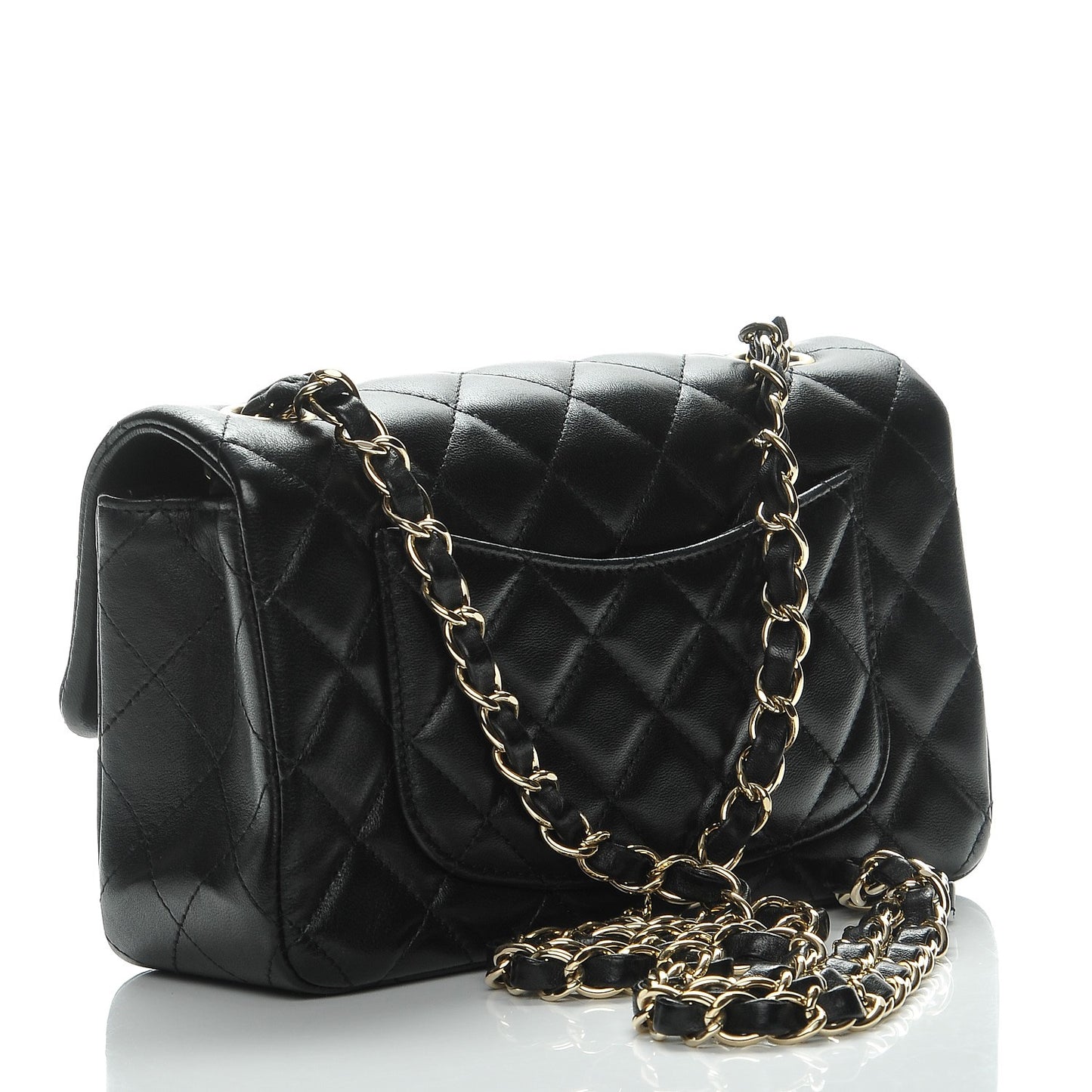 Lambskin Quilted Mini Rectangular Flap Black