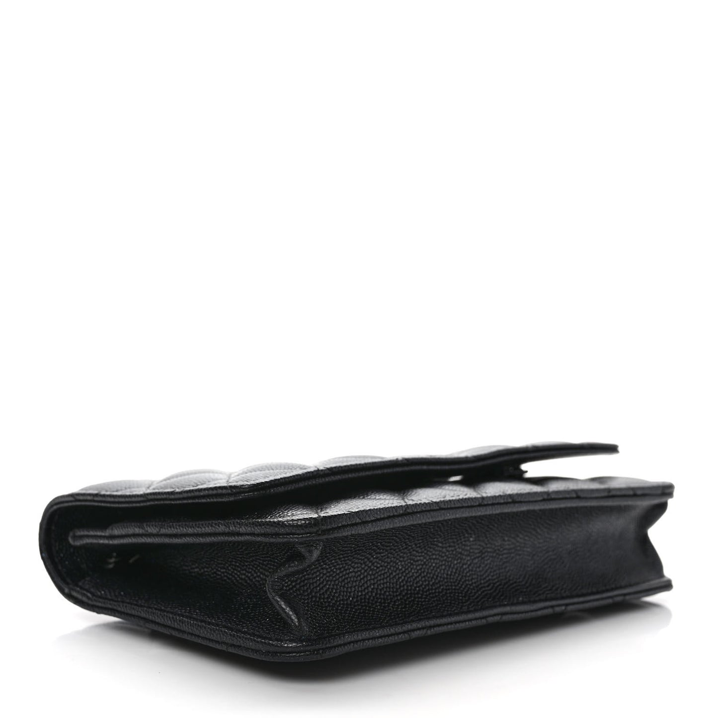 Iridescent Caviar Quilted Wallet on Chain WOC Black