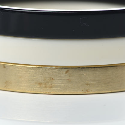 Chanel Resin Metal CC Bangle Set of 3 Black White Gold 7 of 7