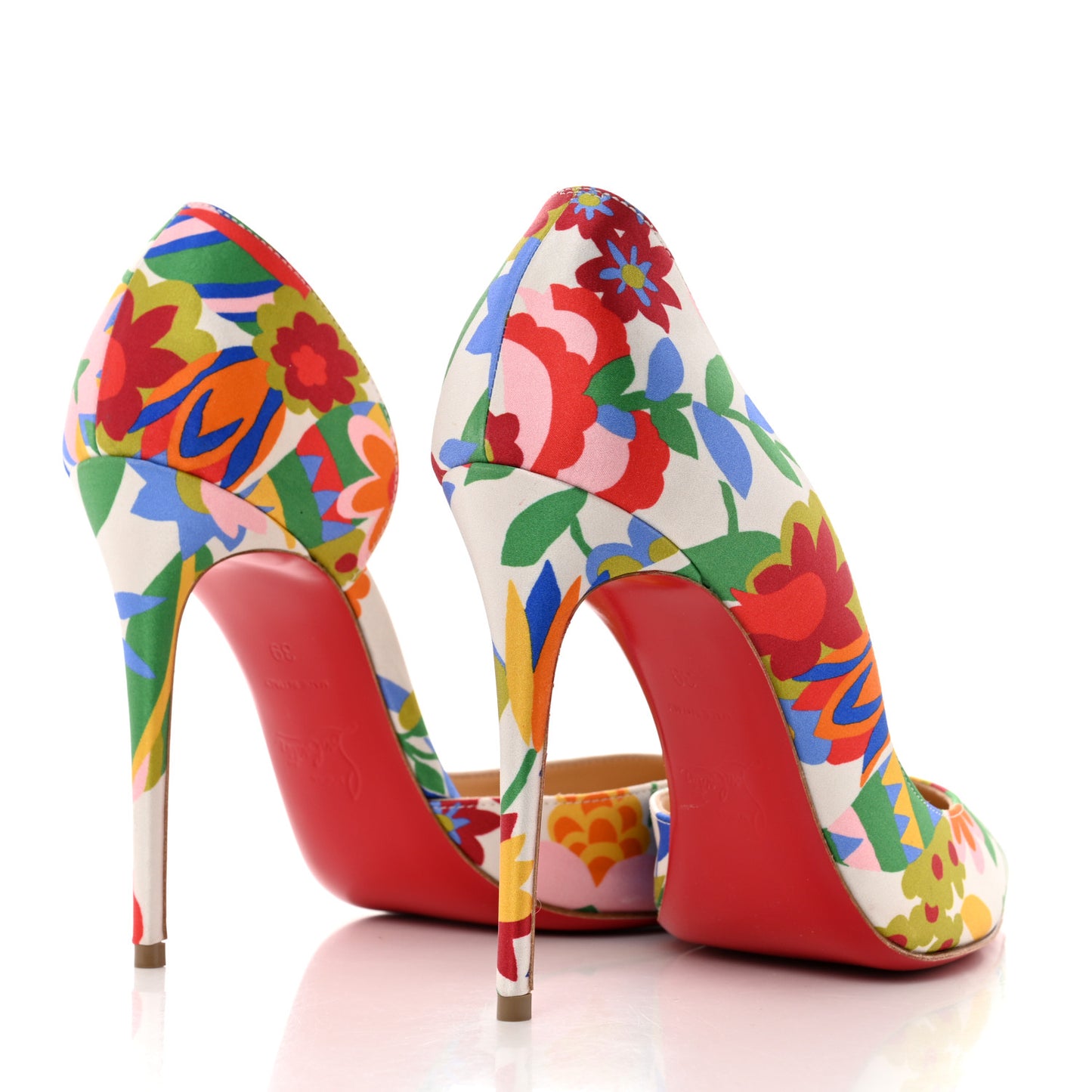 Satin Iriza 100 Crepe Floral Pumps 39 Multicolor