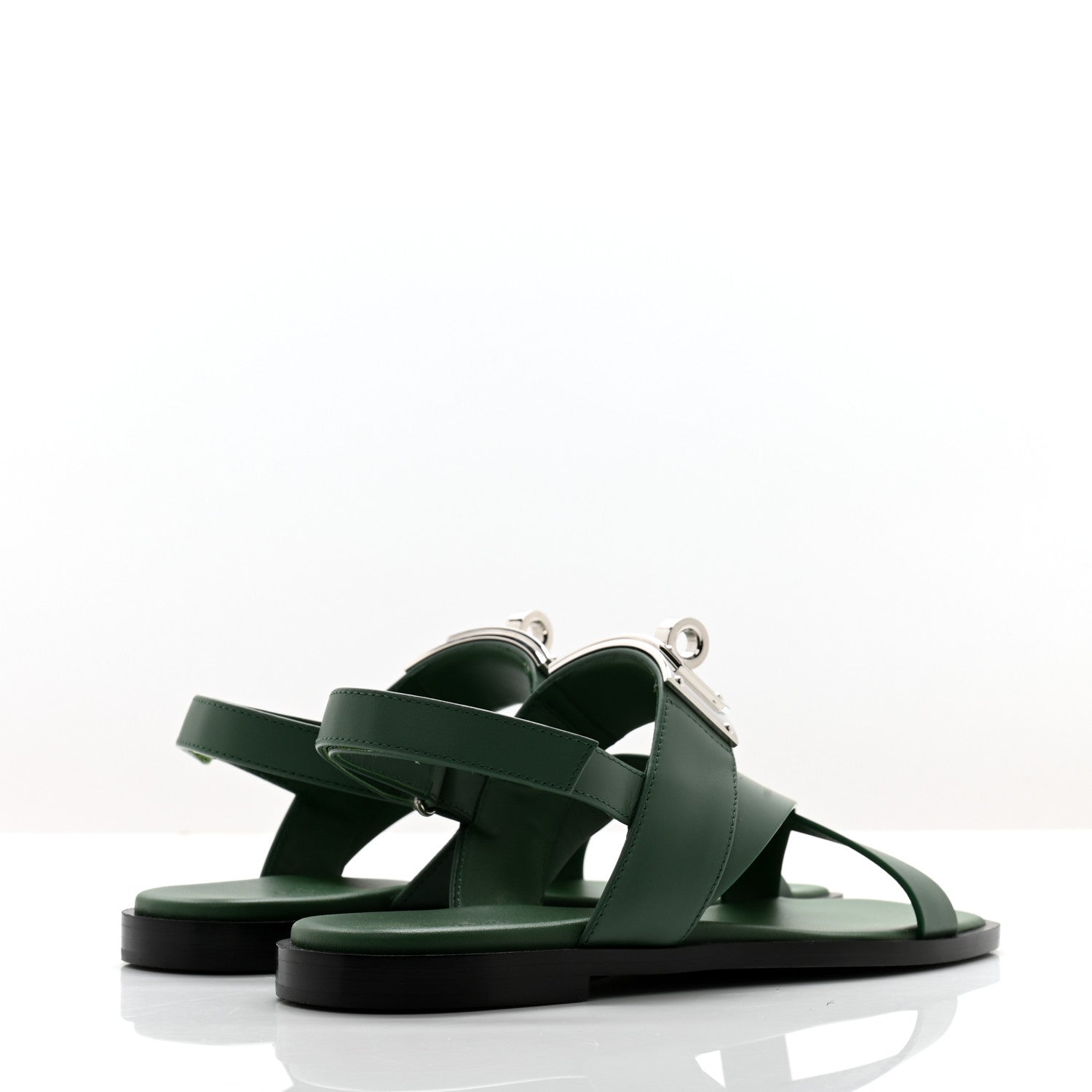 Hermes Calfskin Womens Ines Sandals 36 Vert Lierre 3 of 10