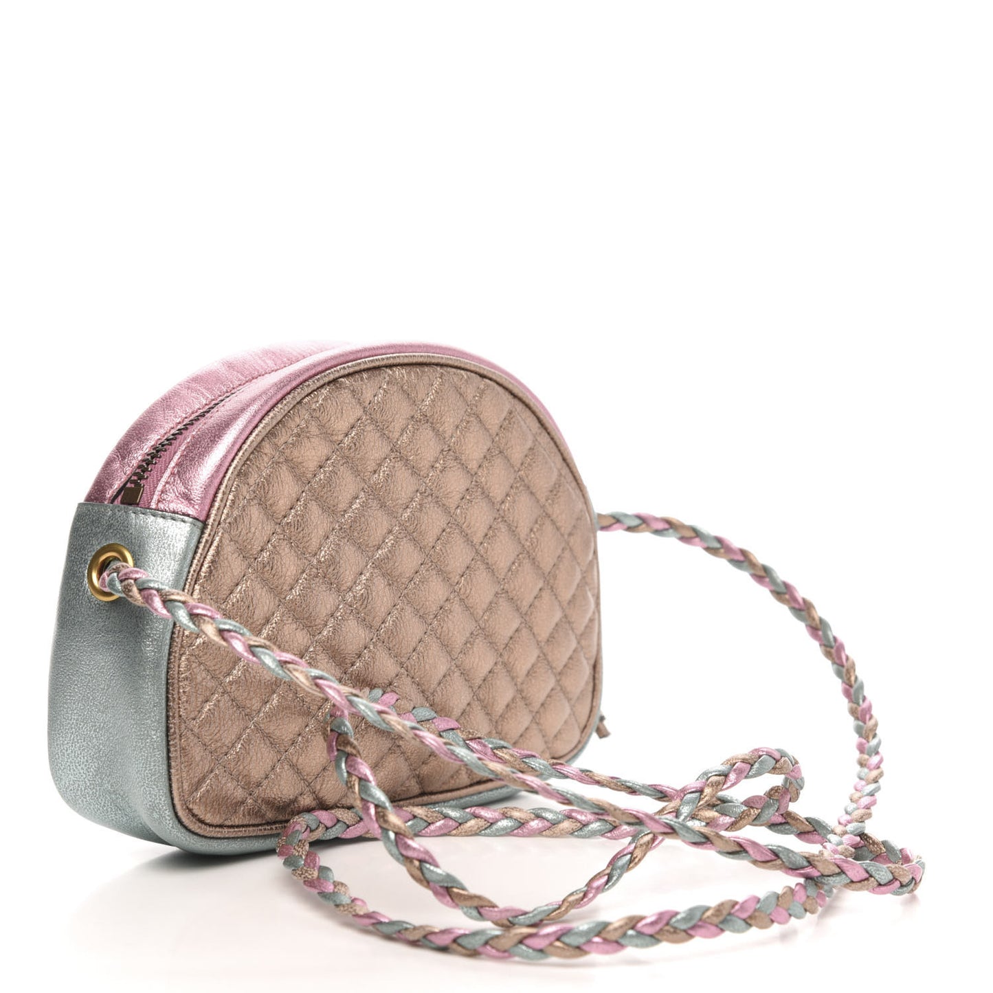 Laminated Nappa Trapuntata Mini Zumi Dome Shoulder Bag Rosa Lago Rame