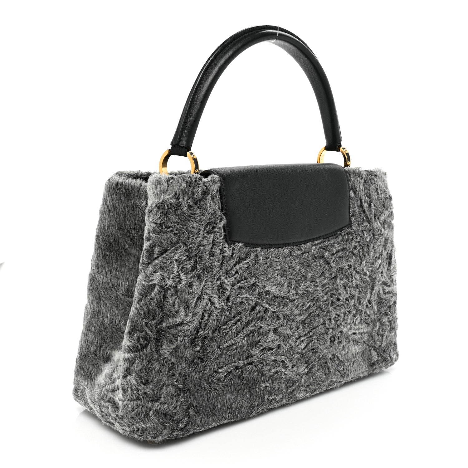 Louis Vuitton Astrakhan Capucines MM Gray 3 of 12