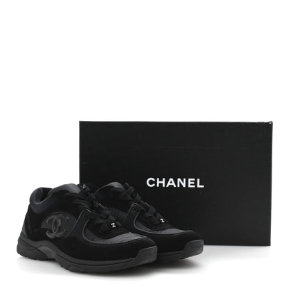 Chanel Fabric Calfskin Suede CC Sneakers 40 Black 10 of 10