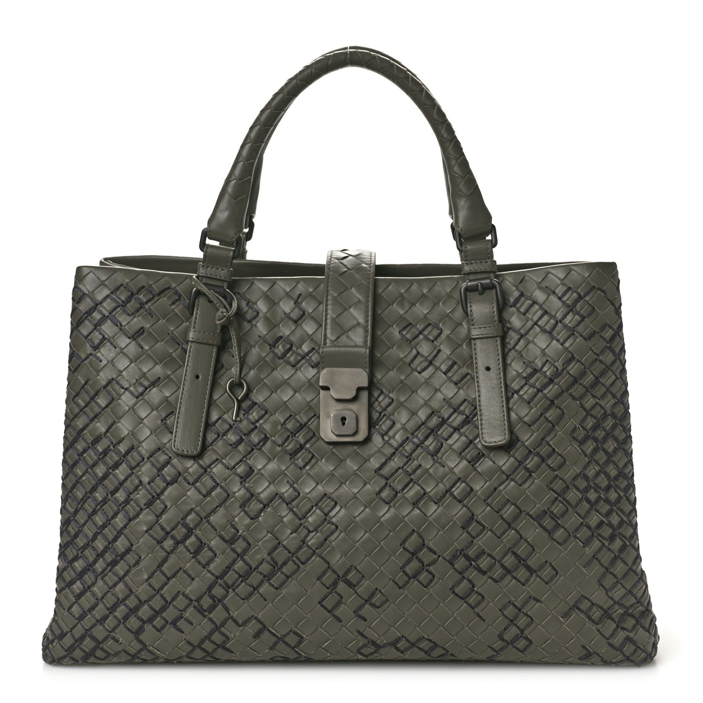 Nappa Intrecciato Stitched Medium Roma Tote Grey