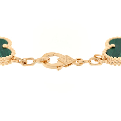 Van Cleef & Arpels 18K Yellow Gold Malachite 5 Motifs Vintage Alhambra Bracelet 3 of 3