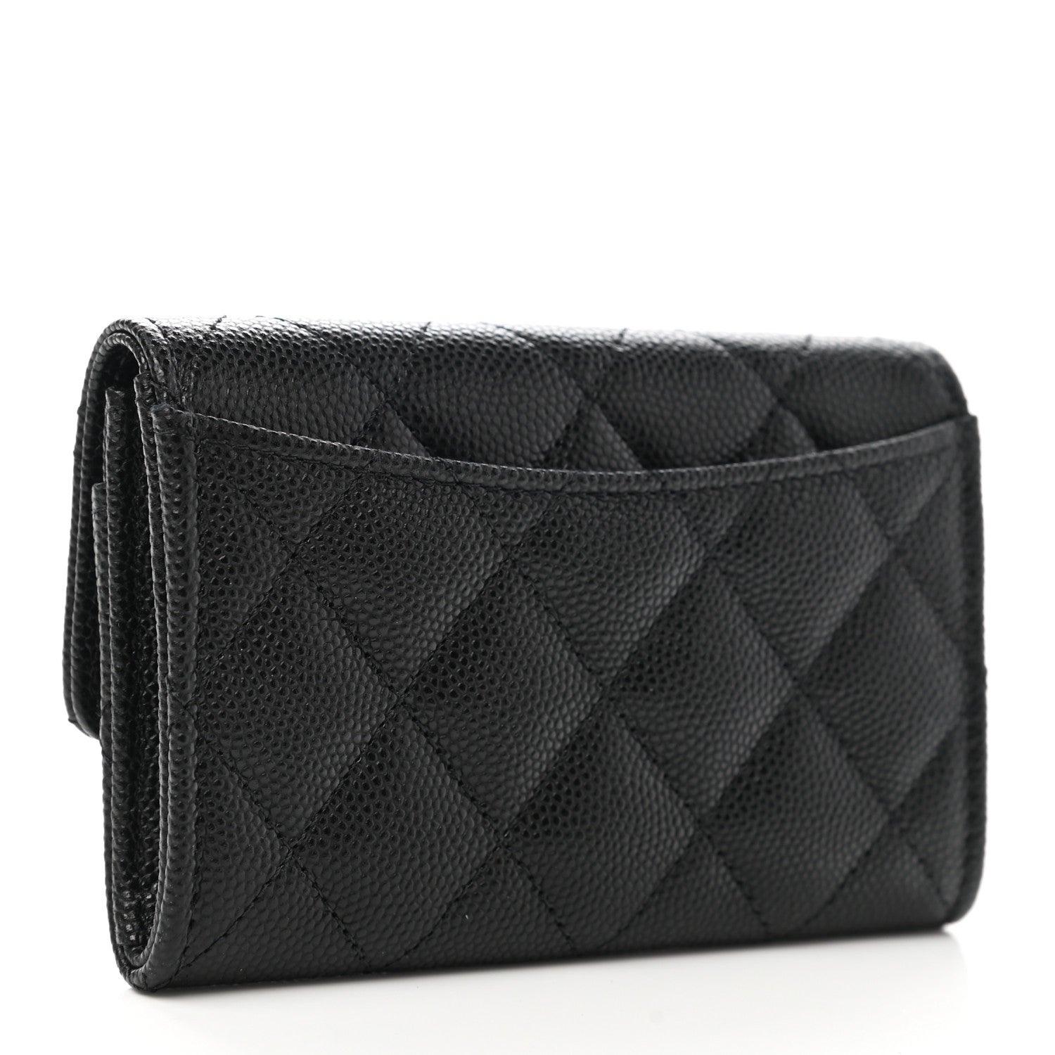 Chanel Caviar Quilted Enamel Coco Casino Flap Card Holder Wallet Black 3 of 9