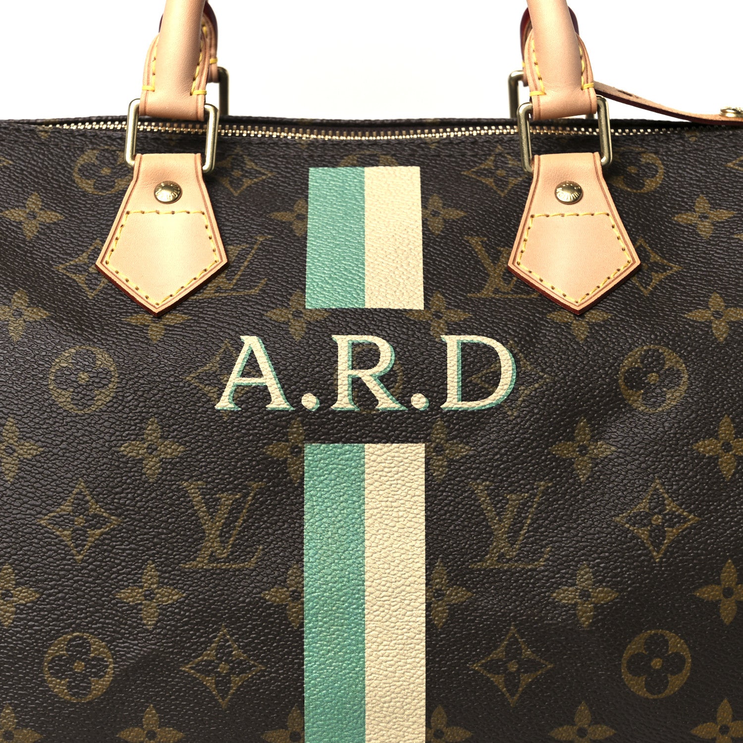 LOUIS VUITTON (ルイヴィトン) LV デュアル ロゴ刺繍 Louis Vuitton Monogram My LV Heritage Speedy 30 Turquoise Ivory