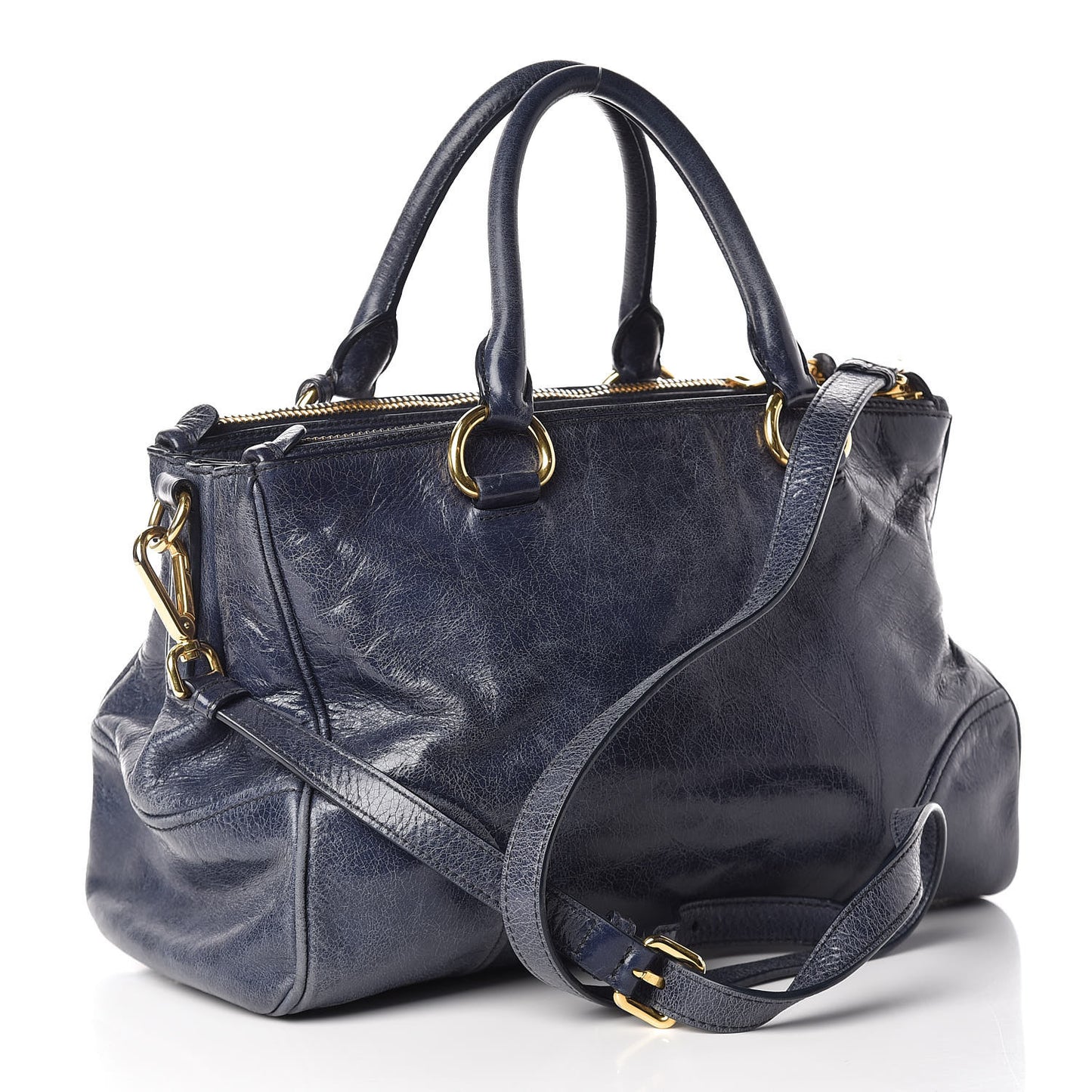 Vitello Shine Top Handle Satchel Bleuette