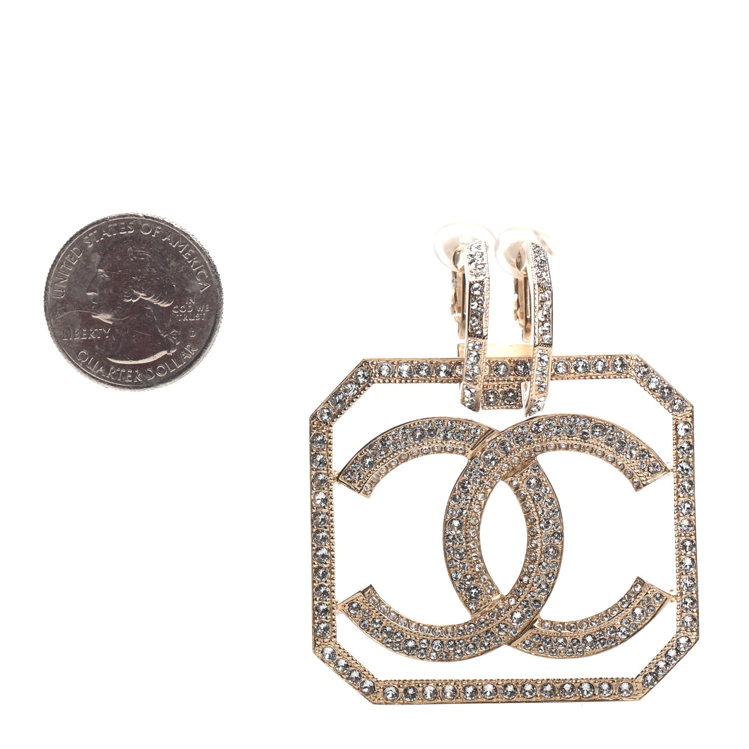 Chanel Crystal CC Clip On Earring Gold 2 of 4