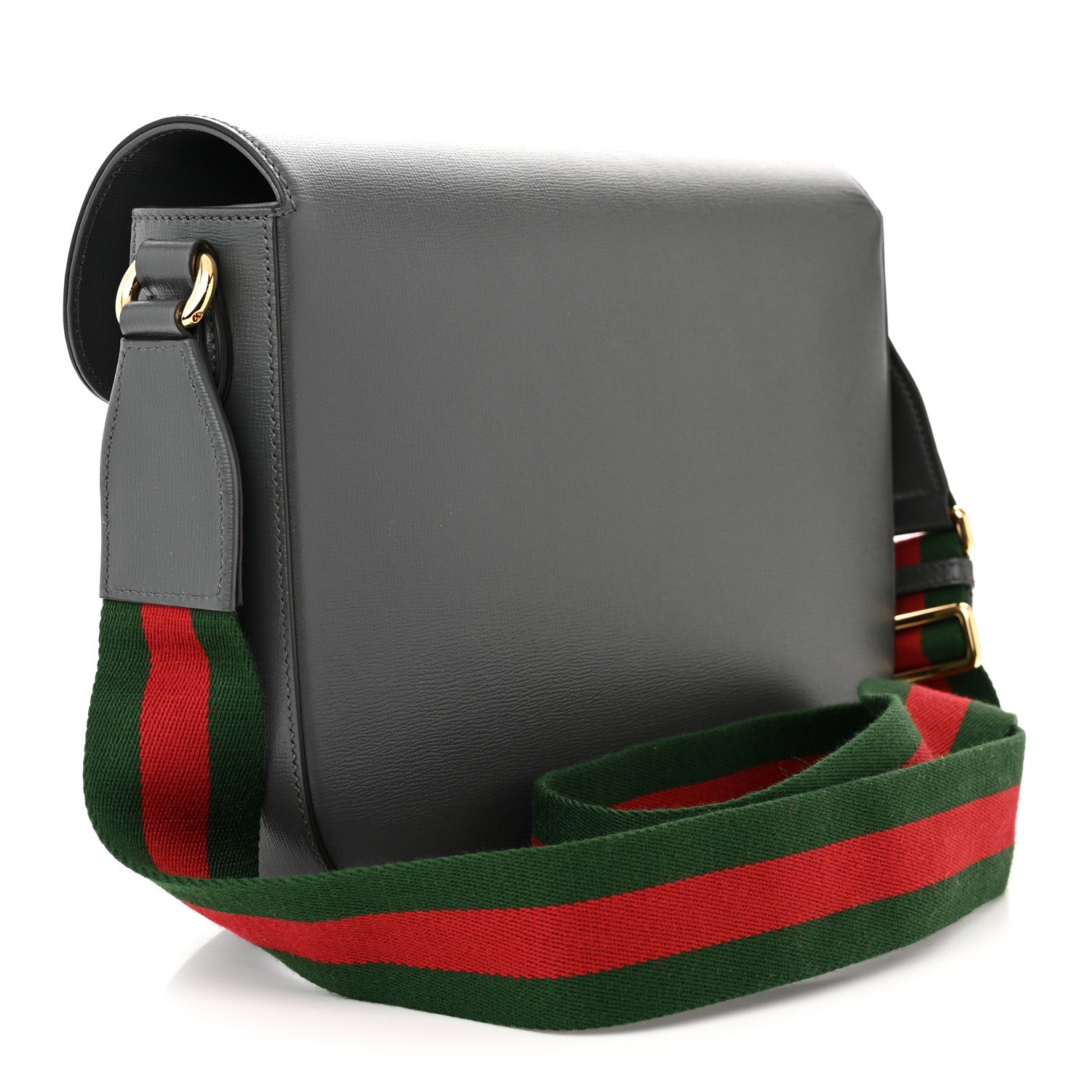 Gucci Azalea Calfskin Web Horsebit 1955 Shoulder Bag Graphite Grey 3 of 10