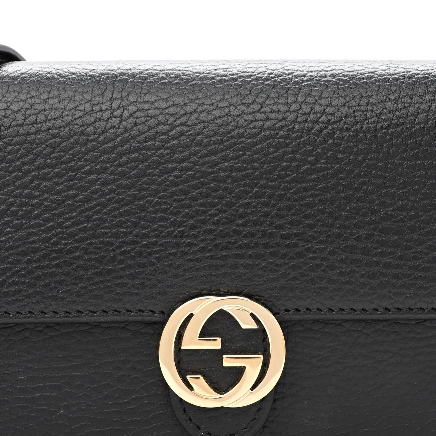 Dollar Calfskin Interlocking G Chain Wallet Black