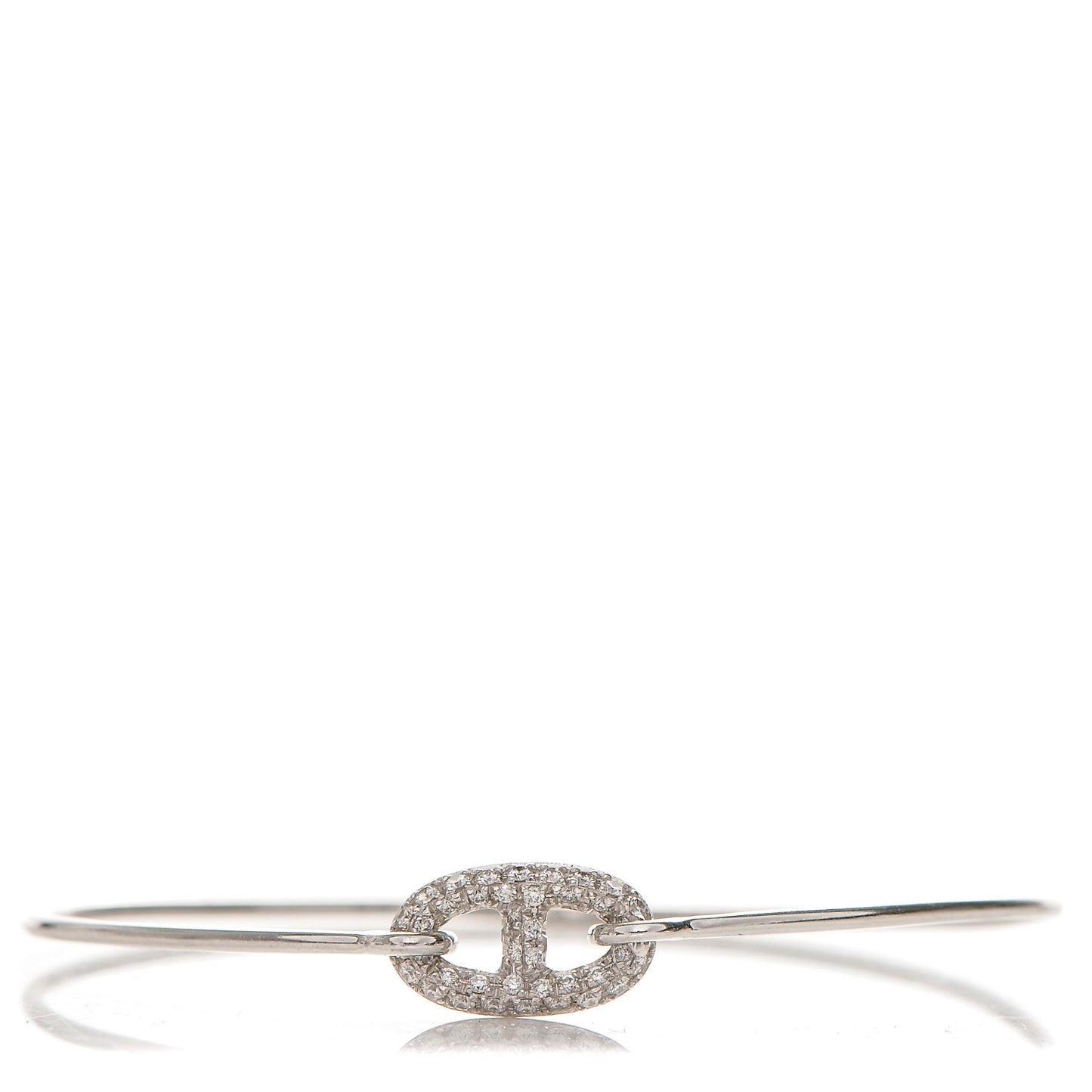 18K White Gold Diamond PM Ronde Chaine d'Ancre Bracelet SH