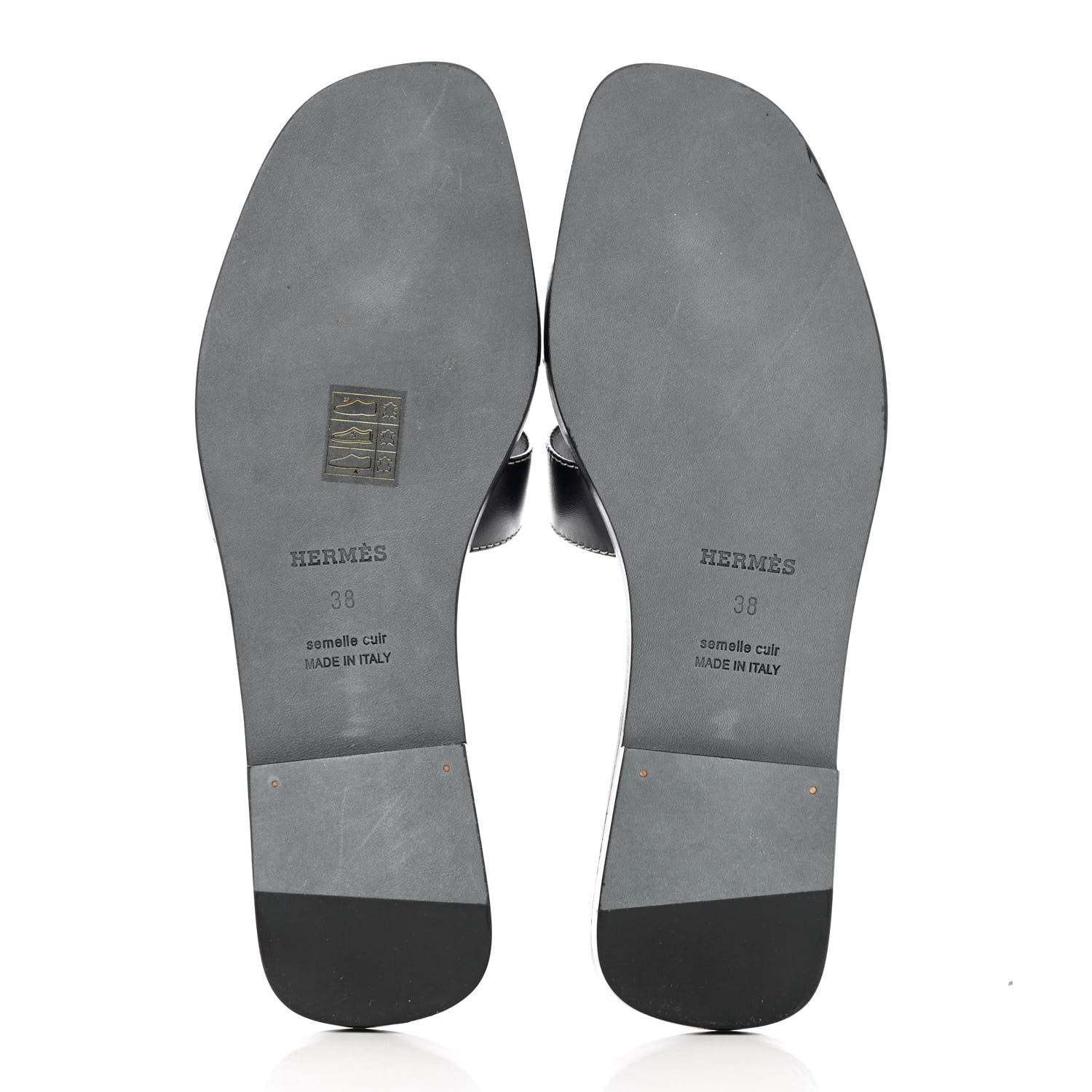 Hermes Box Calfskin Oran Sandals 38 Black 5 of 10