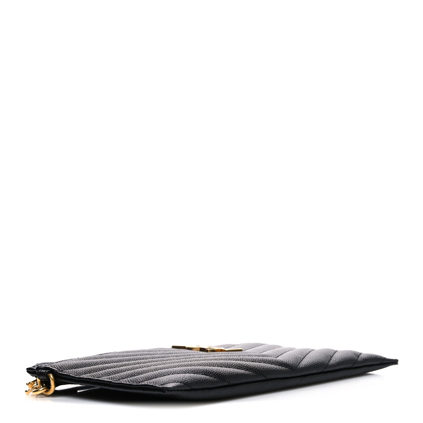 Grain De Poudre Chevron Monogram Large Bill Pouch Black