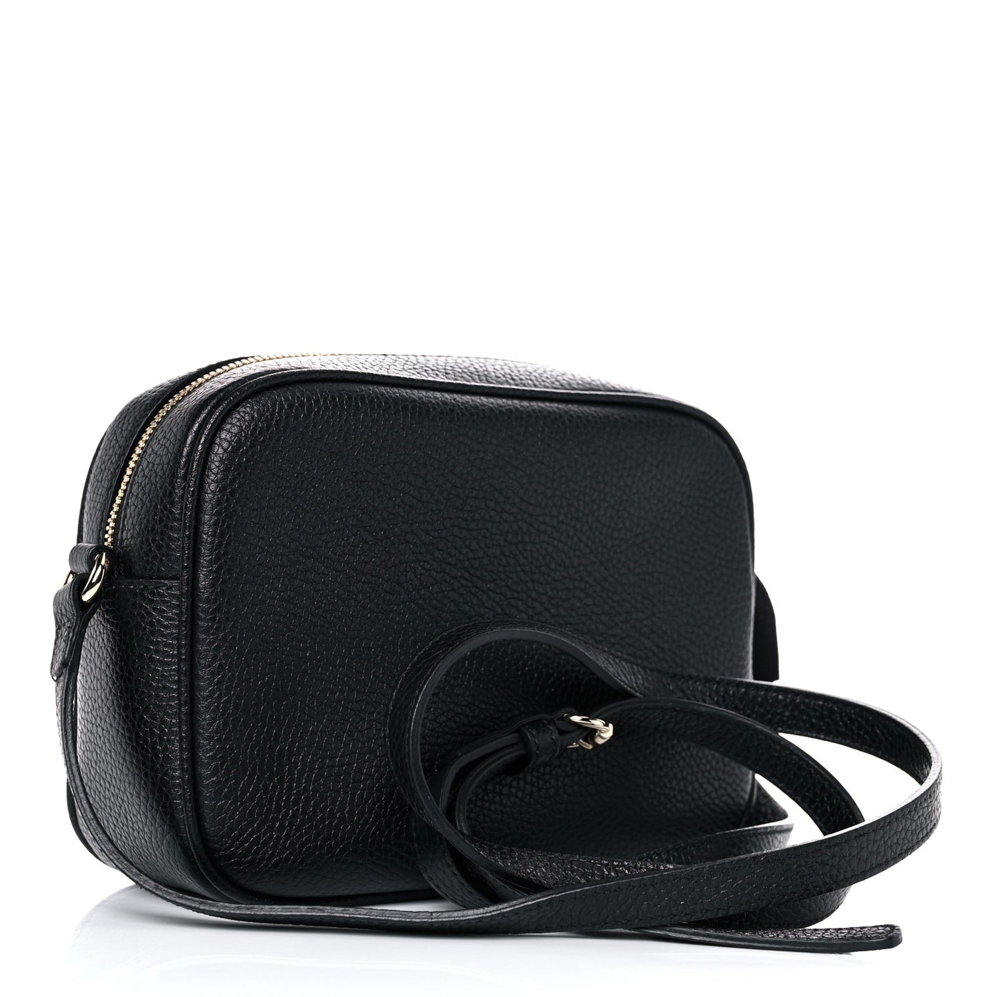 Pebbled Calfskin Small Soho Disco Bag Black
