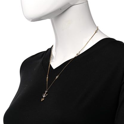 Gucci Crystal Anchor Heart Double G Necklace Aged Gold 2 of 6