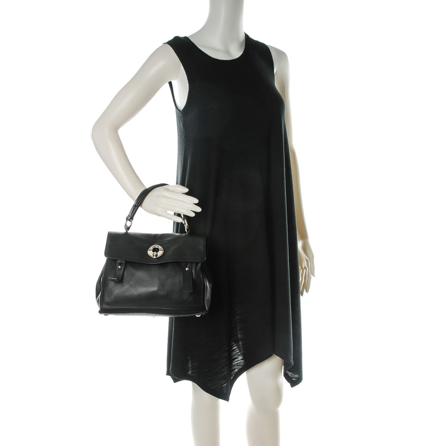Calfskin Canvas Small Muse Two Black