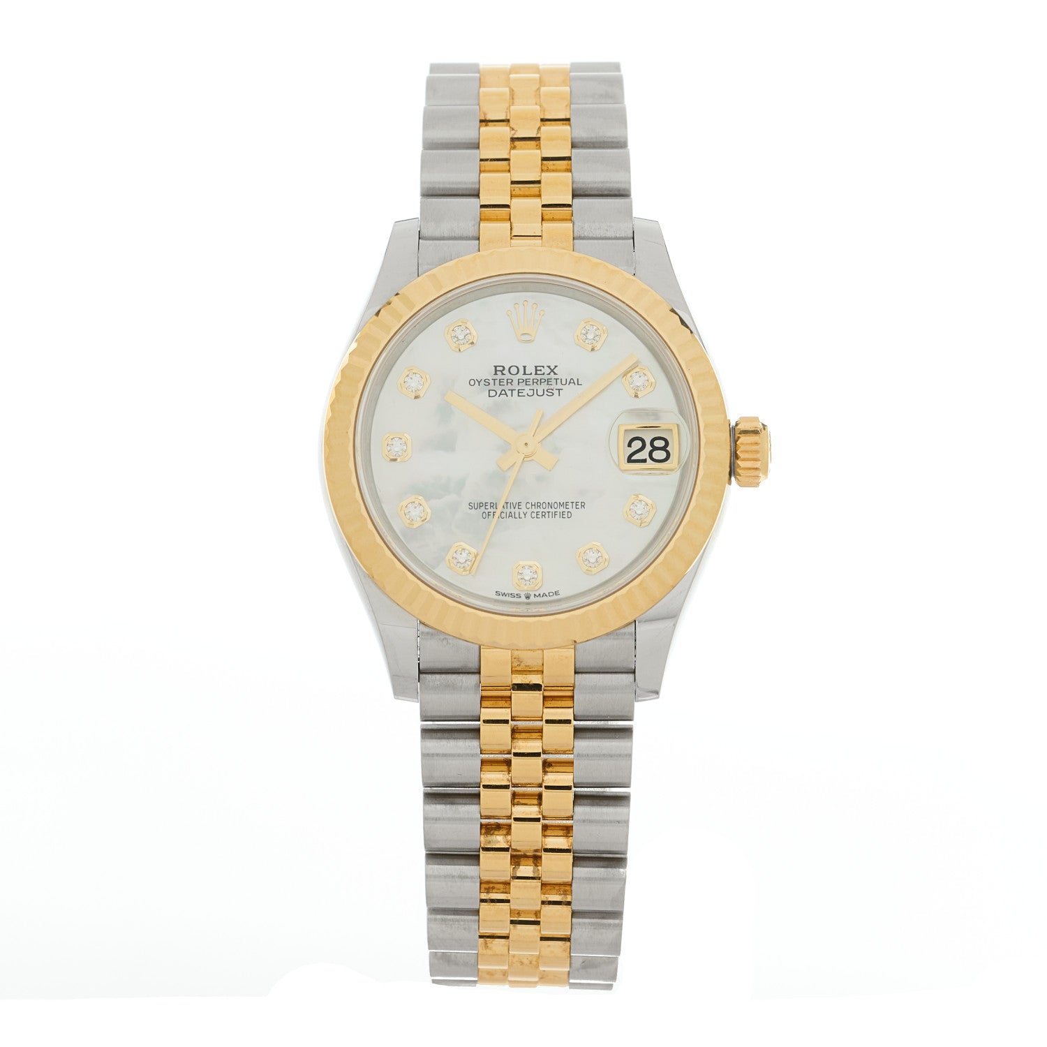Rolex Stainless Steel 18K Yellow Gold Diamond Mother of Pearl 31mm Oyster Perpetual Datejust Watch 278273 1 of 5
