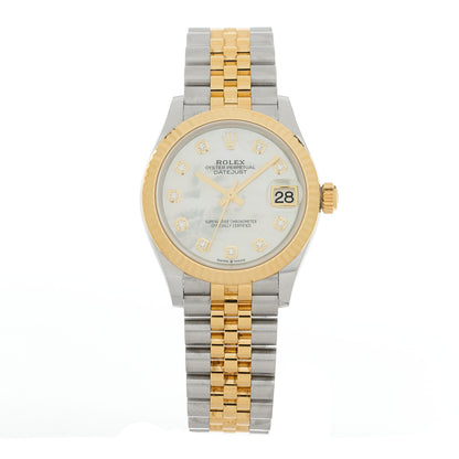 Rolex Stainless Steel 18K Yellow Gold Diamond Mother of Pearl 31mm Oyster Perpetual Datejust Watch 278273 1 of 5