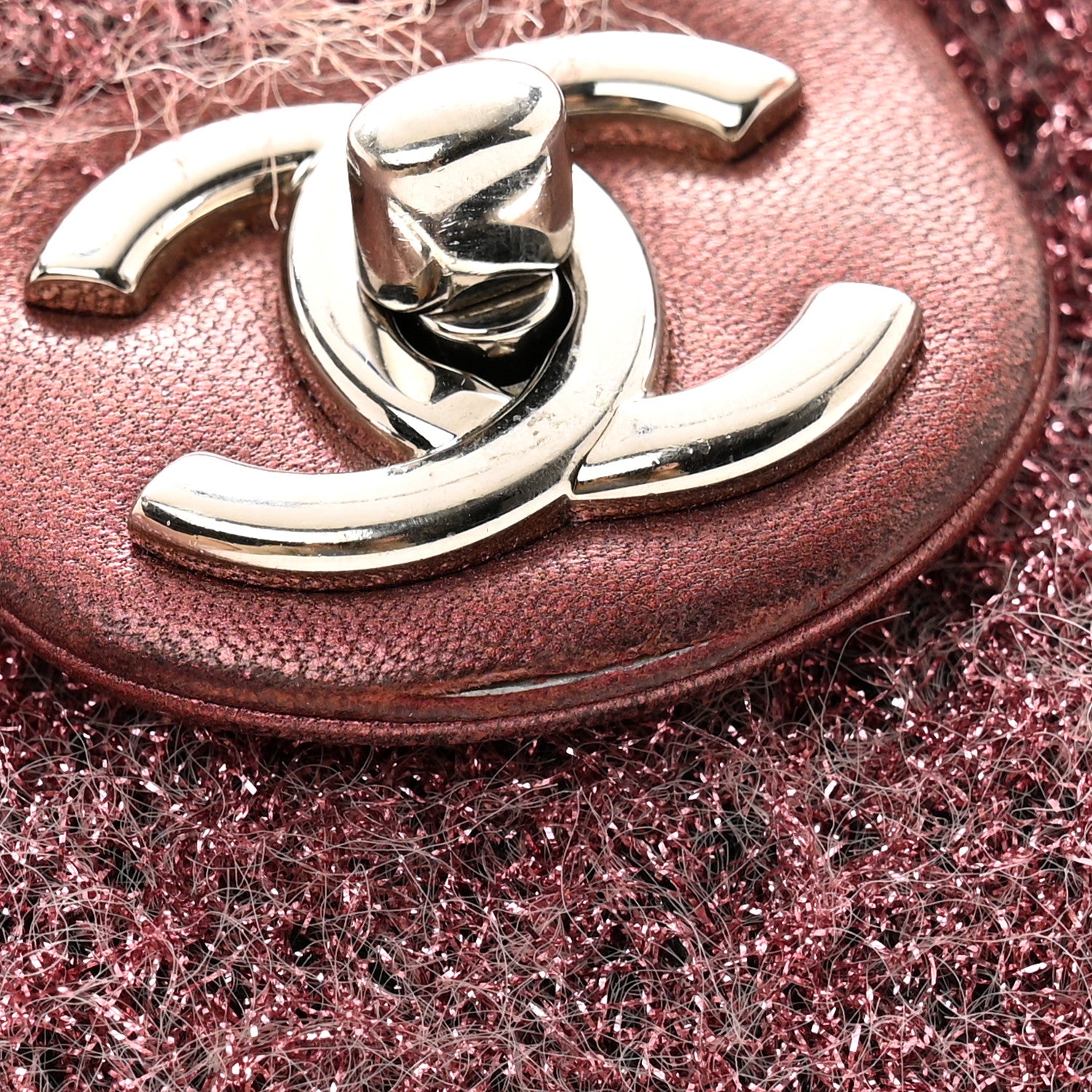 Chanel Lurex Knit Medium Pluto Glitter Flap Pink 16 of 16