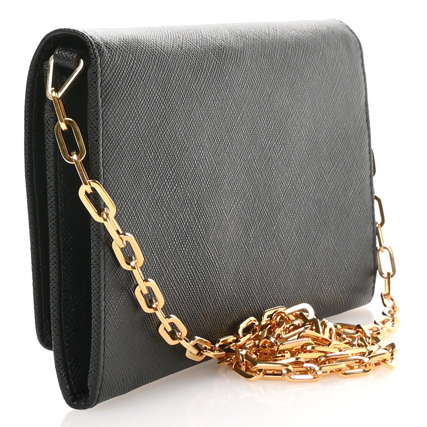 Saffiano Metal Oro Chain Wallet Black
