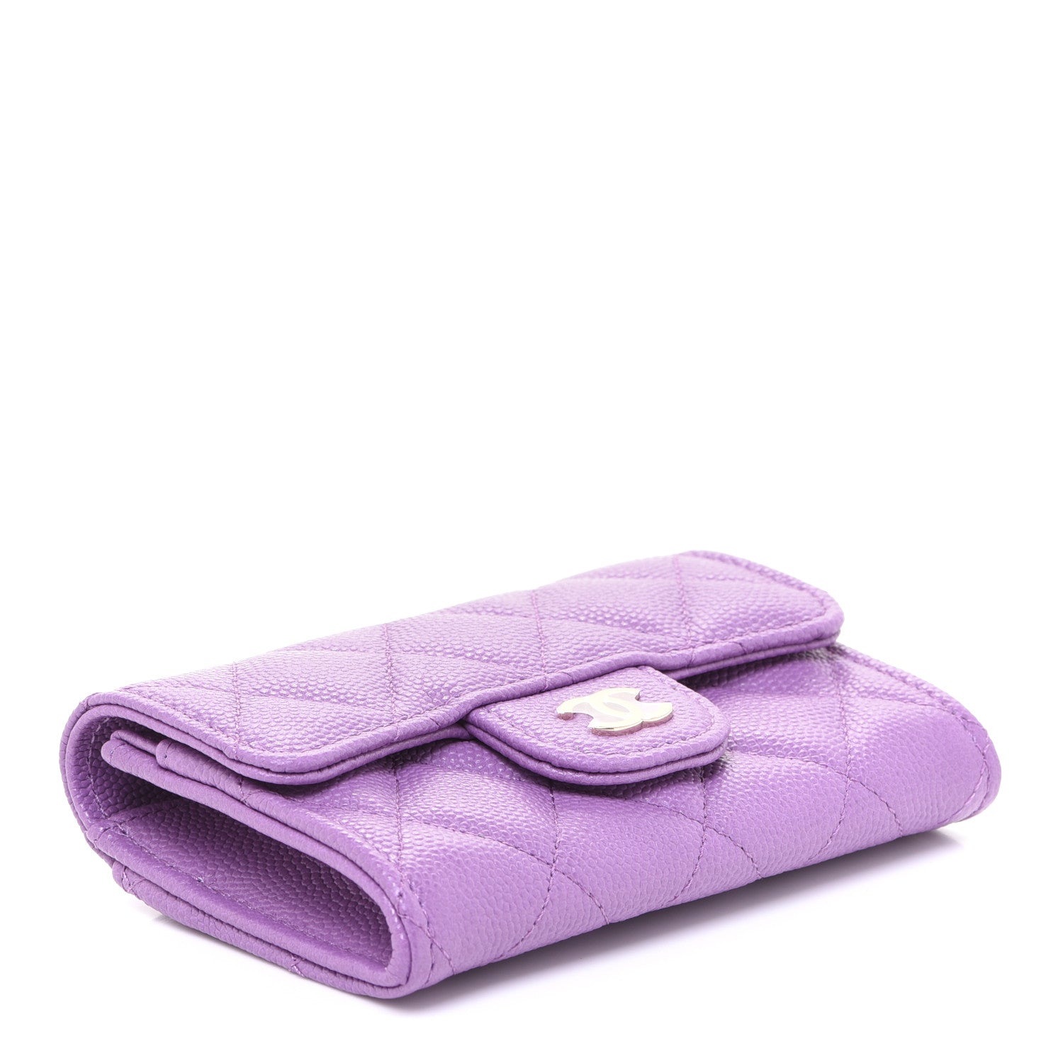 Chanel Caviar Quilted Flap Card Holder Wallet Purple 4 of 9
