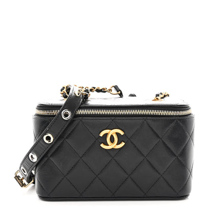 Chanel Goatskin Quilted Punk Essentials Vanity Case With Chain Black 1 of 11