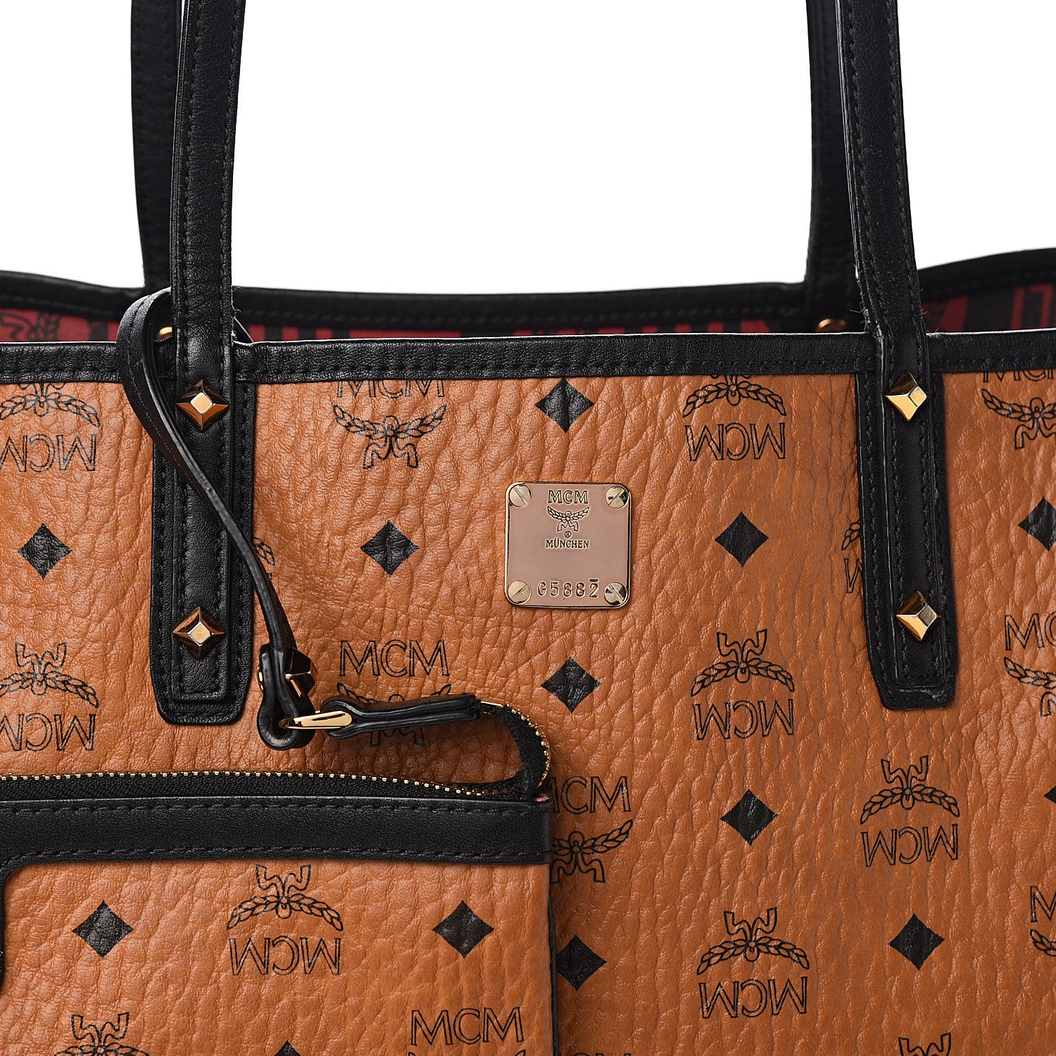 MCM Visetos Medium Project Reversible Shopper Tote Cognac 13 of 16