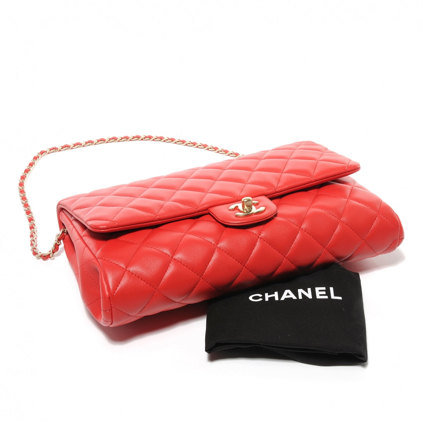 Lambskin Quilted Clutch Flap Red