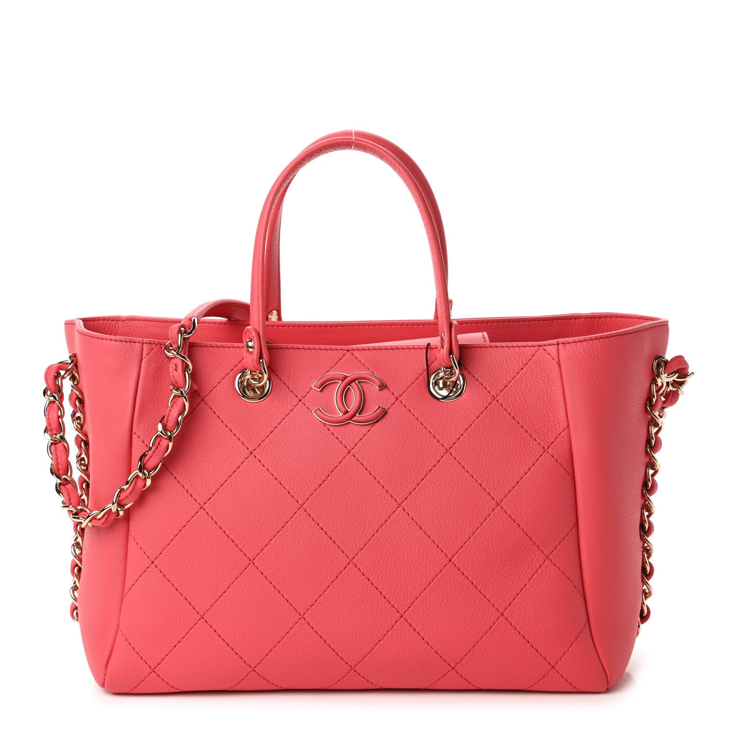 Chanel Bullskin Stitched Small Shopping Tote Pink 1 of 10