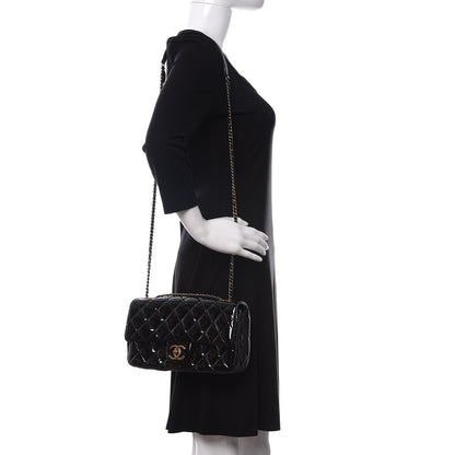Chanel Patent Goatskin Quilted Medium CC Eyelet Flap Black 2 of 11