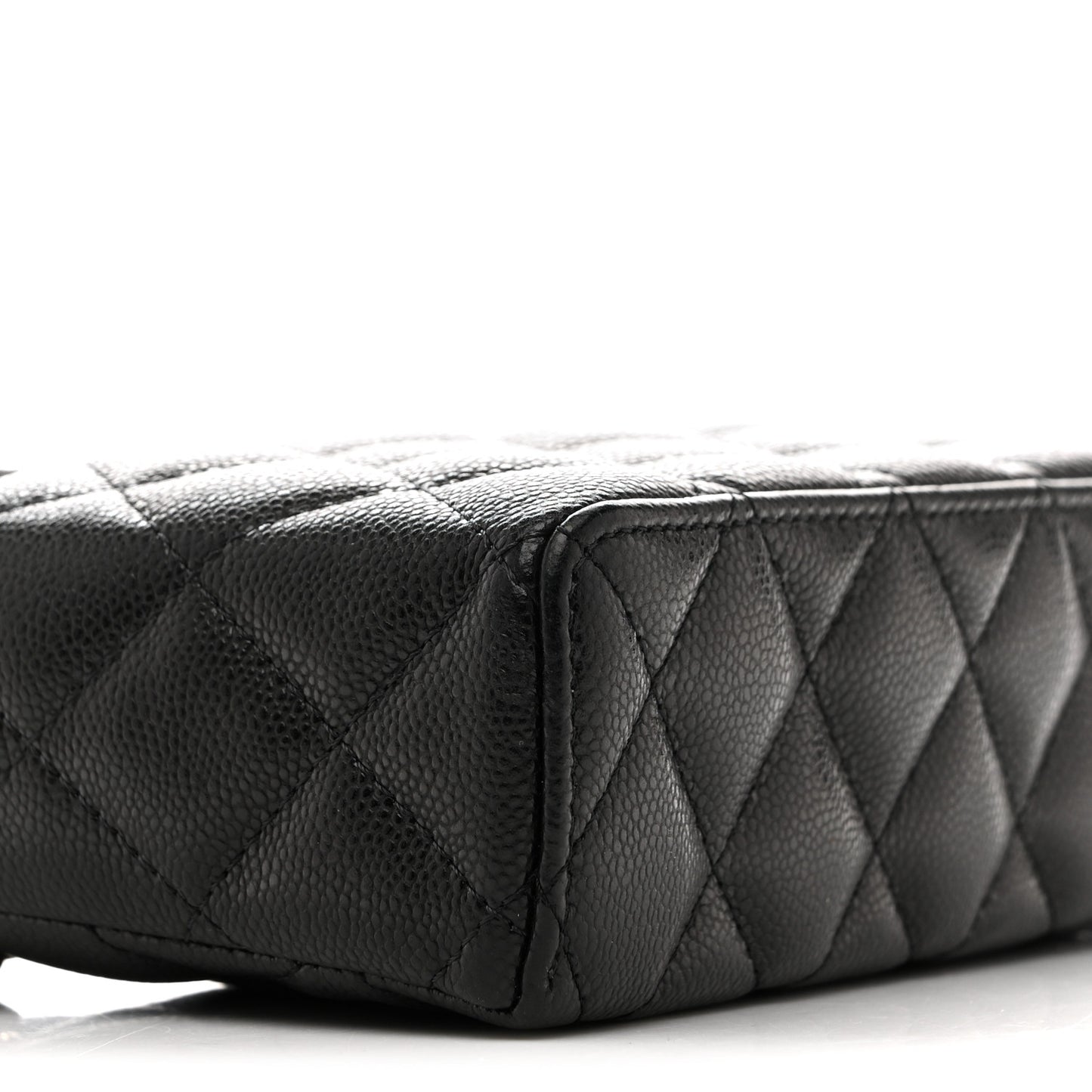 Caviar Quilted Top Handle Slim Vanity With Chain Black