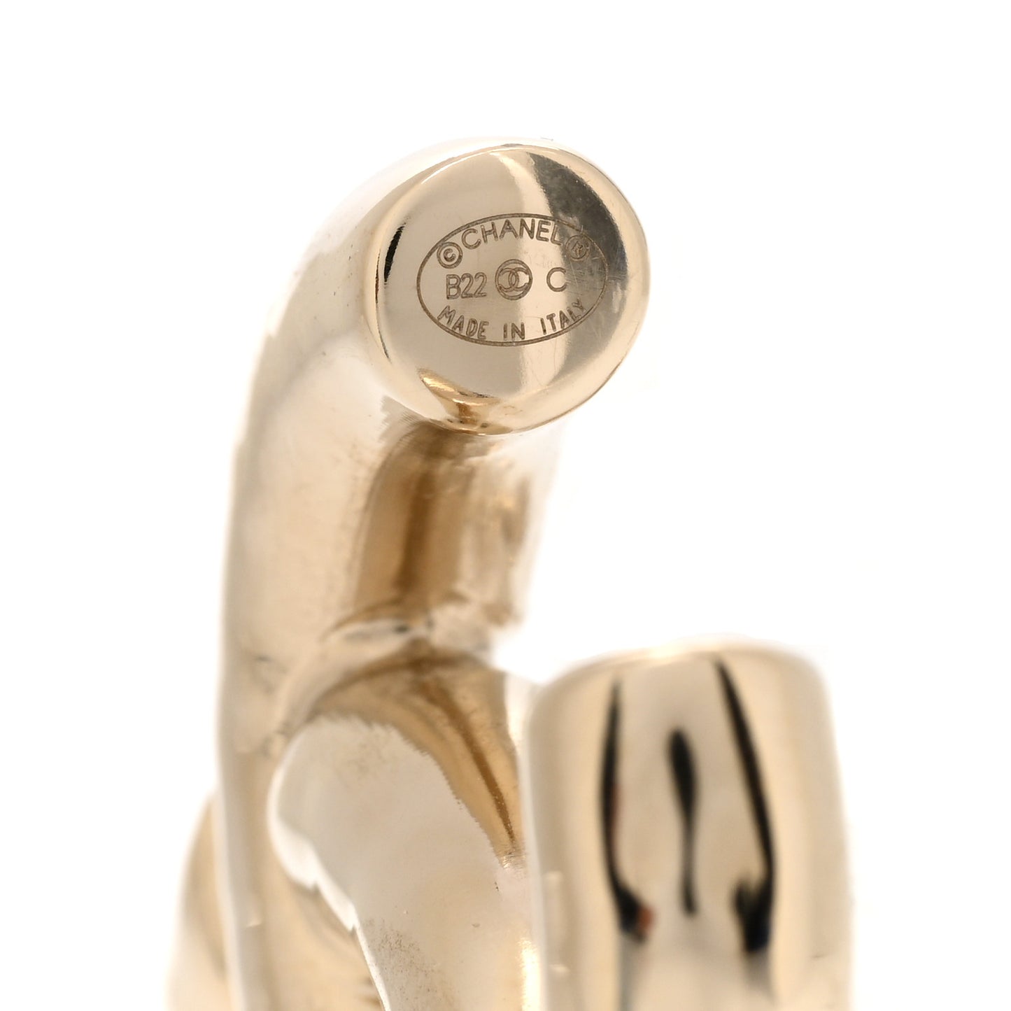Metal Large CC Earrings Light Gold
