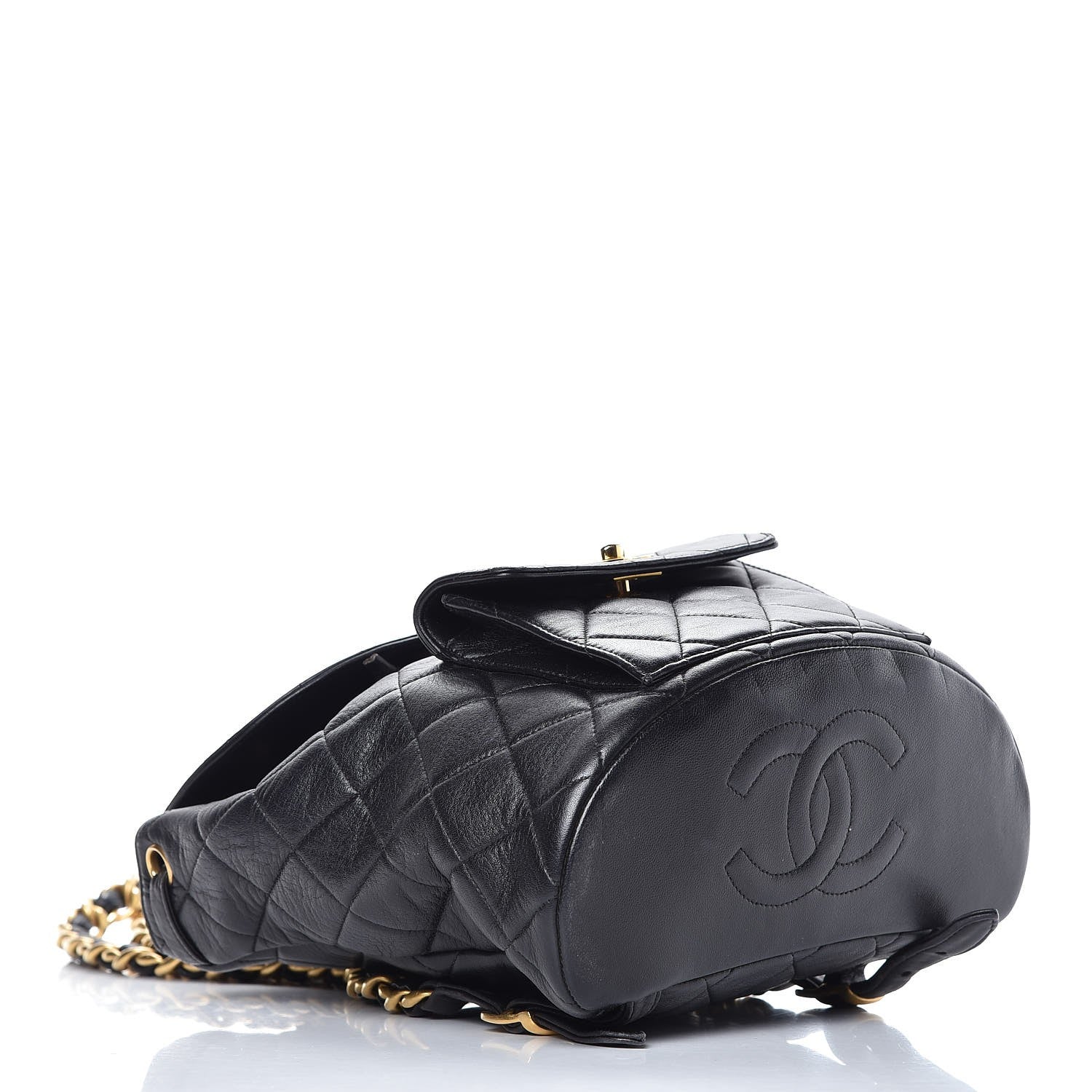 Chanel Lambskin Quilted Drawstring Backpack Black 4 of 10