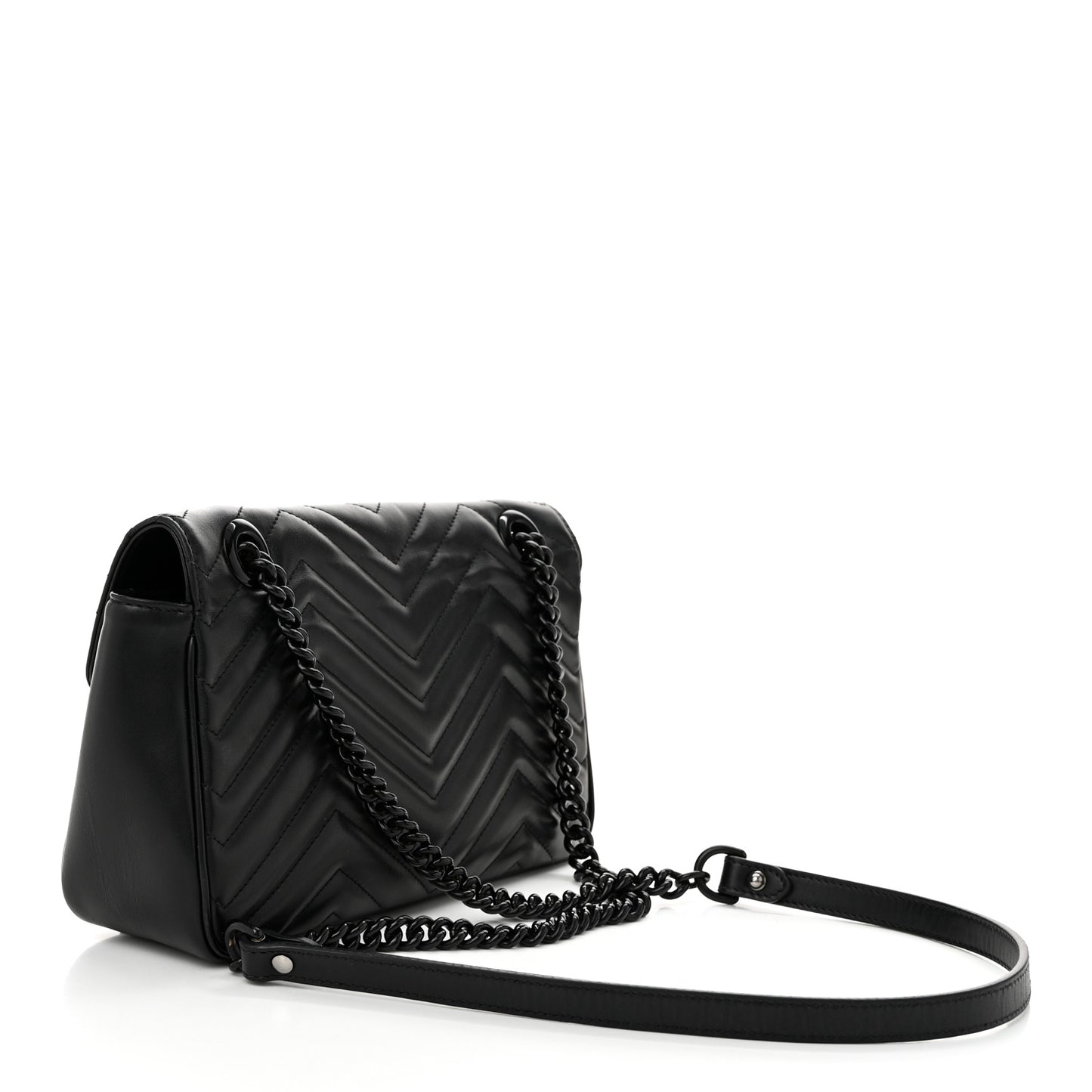 Calfskin Matelasse Monochrome Small GG Marmont Shoulder Bag Black