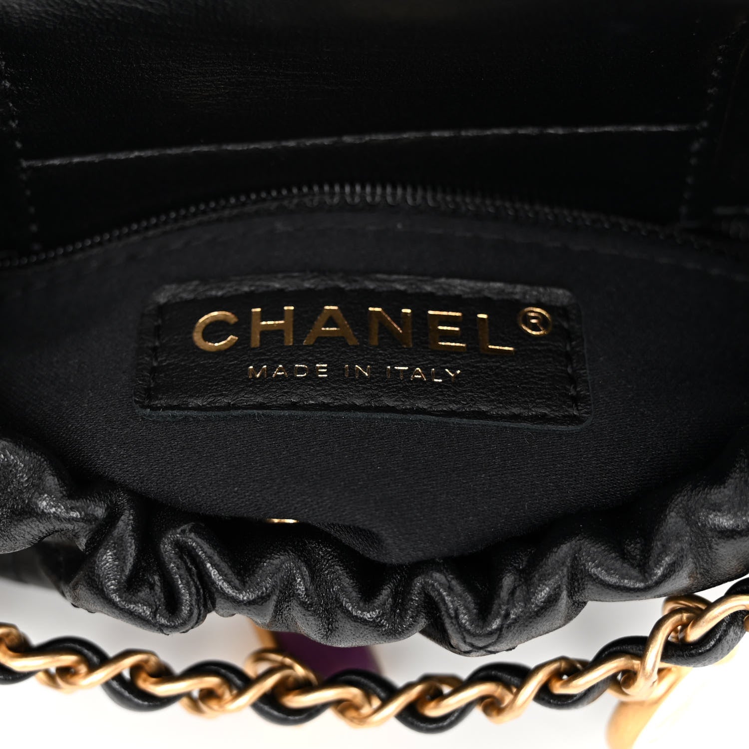 Chanel Lambskin Resin Quilted Small Bucket Bag Black 6 of 10