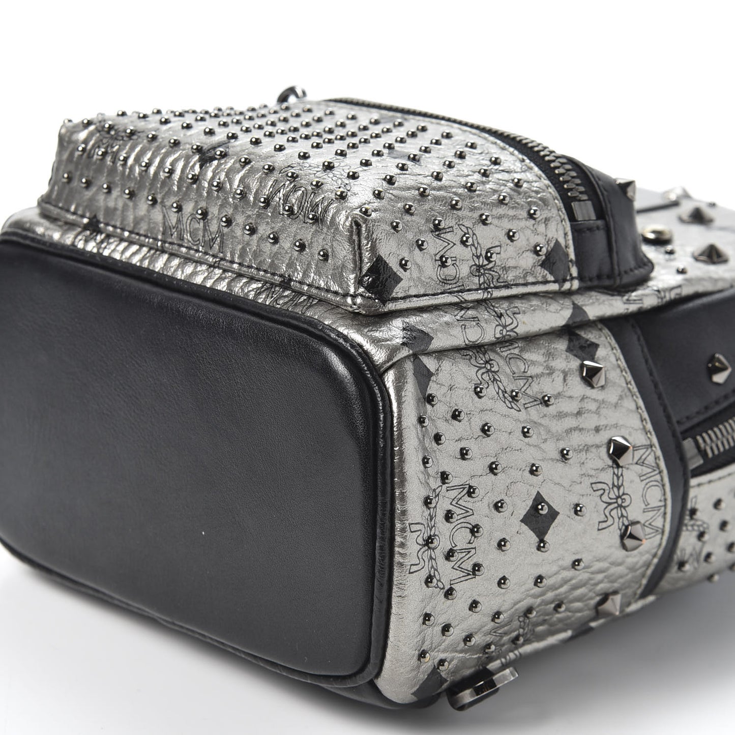 Metallic Visetos Studded Stark X-Mini Bebe Boo Backpack Silver