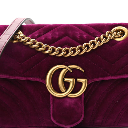 Gucci Velvet Matelasse Mini GG Marmont Shoulder Bag Fuchsia Violet Cyclamen 8 of 11