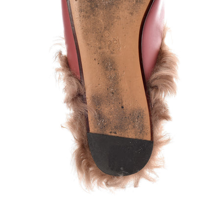 Gucci Calfskin Fur Womens Princetown Slippers 36.5 Lipstick Rose Natural 15 of 18