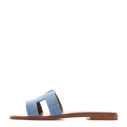 Hermes Denim Canvas Oran Sandals 38 Bleu Clair 1 of 10