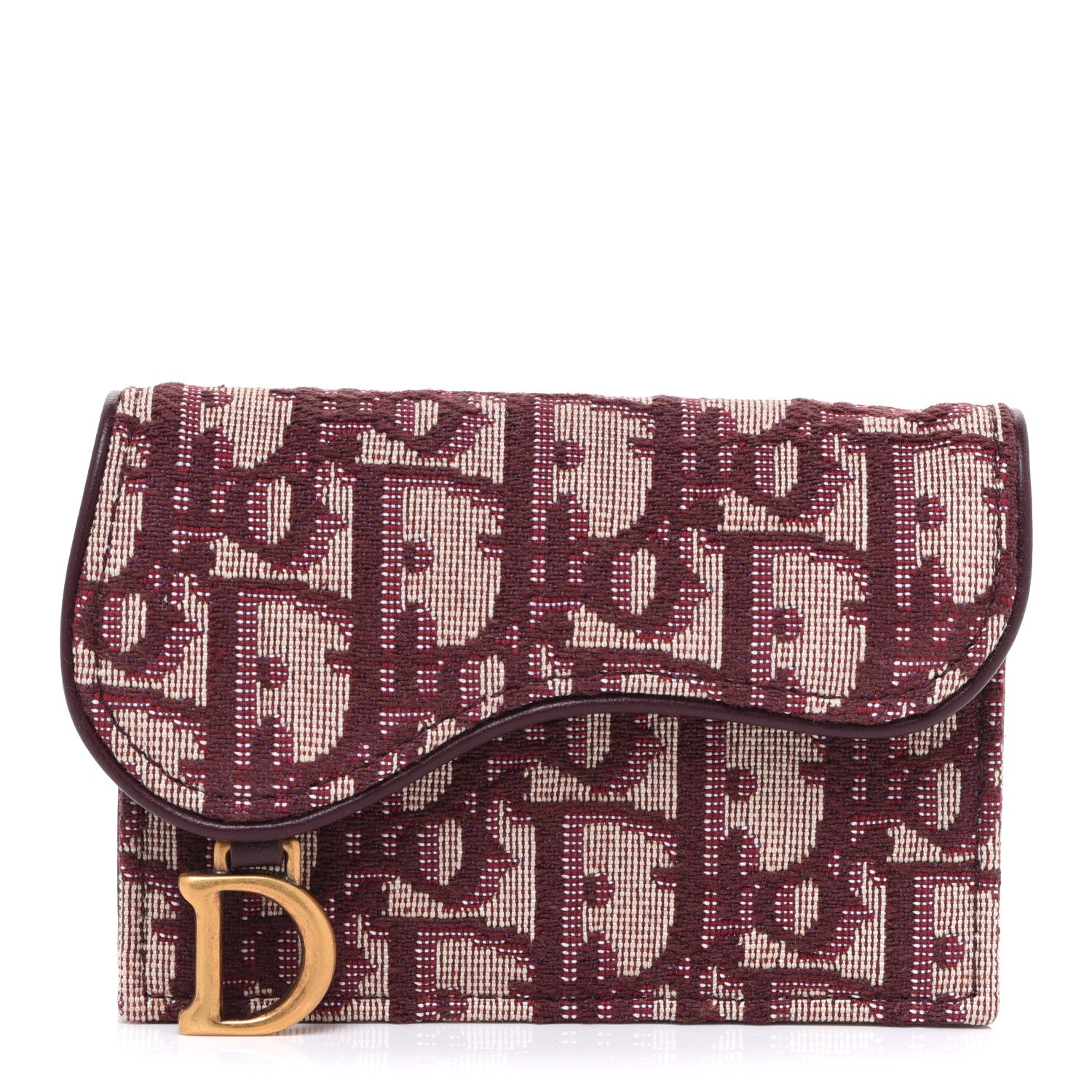 Christian Dior Oblique Saddle Card Holder Bordeaux 1 of 9