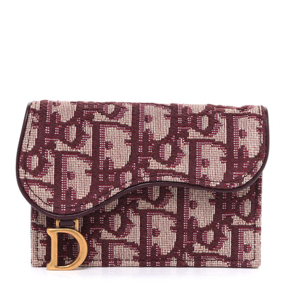 Christian Dior Oblique Saddle Card Holder Bordeaux 1 of 9